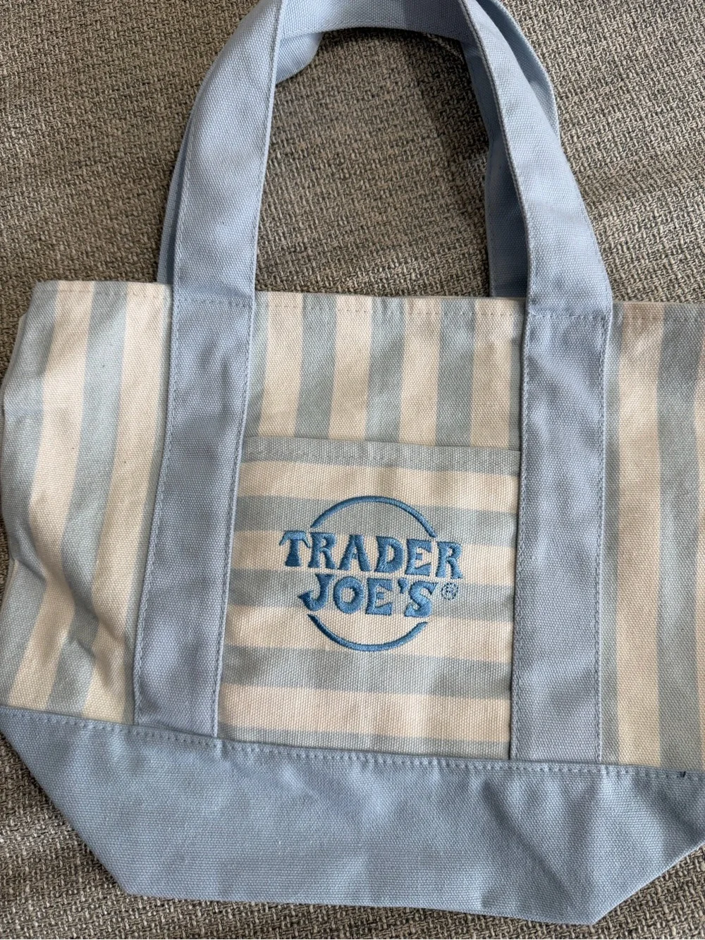 NWOT Trader Joe’s Mini Tote Bag- Blue Stripe